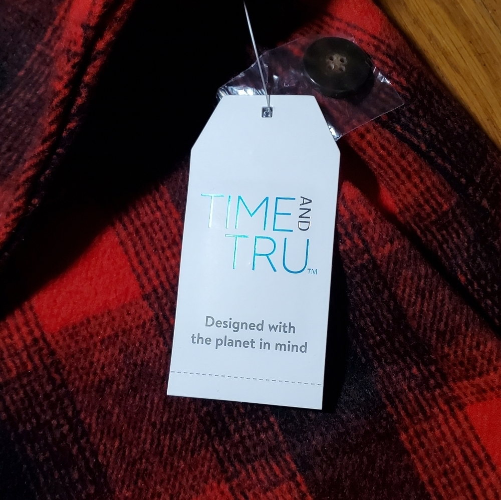Time and Tru Red and Black Plaid Shacket - Picture 2 of 11